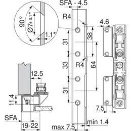 Aventos HL - Pričvršćivanje za MDF vrata / set 2 komada