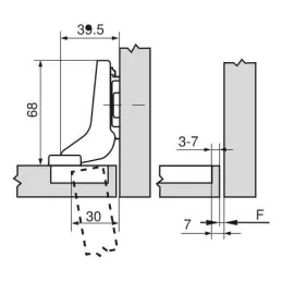 Závjes naložen 110° CLIP TOP - BLUMOTION / ONYX