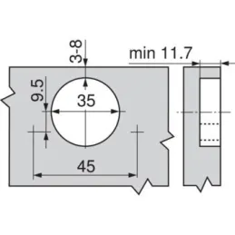 Zglob naloženi 155° CLIP s nultim preklapanjem i ublaživačem / Onyx