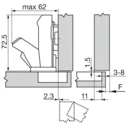 Zglob 155° CLIP s nultim preklapanjem i ublaživačem