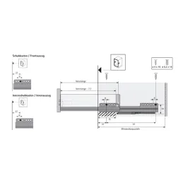 Skriveni djelomični izvlačivač QUADRO 25 s prigušivanjem i držačima / 25kg