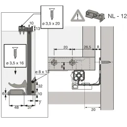 Skriveni djelomični izvlačivač QUADRO 25 s prigušivanjem i držačima / 25kg