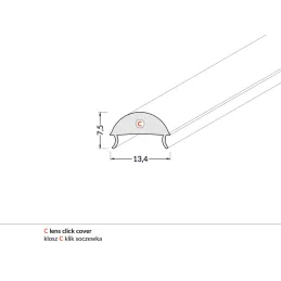 Poklopac za LED profil C KLIP / Linearna leća 60°