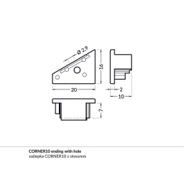 Set završnih capa za profil CORNER10 / Par