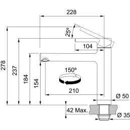 Baterija Franke FP 0095 CENTRO/ Mat crna