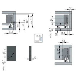 Ladica s bočnom stranom AXIS PRO Visina 168 mm / Bijela