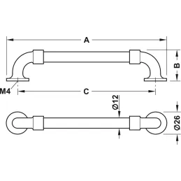 Ručka PETROL / Crna antik