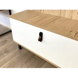 Kožnata ručka knopka LEATY / Crna - smeđa koža