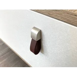 Kožnata ručka LEATY / Tamni nikal - smeđa koža