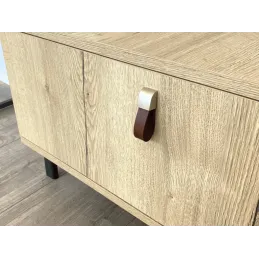 Kožnata ručka LEATY / Tamni nikal - smeđa koža