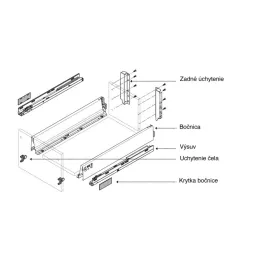 Kuhinjska kutija BLUM - Antarobox "C" 192 mm s relingom TIP-ON / Siva