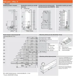 Kuhinjska kutija BLUM - Antarobox "D" 224 mm s relingom TIP-ON / Siva