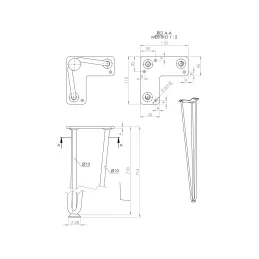 Noga za stol HAIRPIN 710 mm / sjajni krom