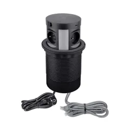 Izvlačiva električna utičnica MULTIBOX 4x 230V + 2x USB + 2x RJ45 / Crna