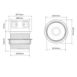 Izvlačna električna utičnica TETRABOX 3x 230V + 2x USB / Aluminij
