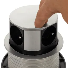 Izvlačna električna utičnica TETRABOX 3x 230V + 2x USB / Aluminij