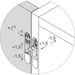 Skrivena 3D šarka za lagana bežfalcna vrata / Saten krom