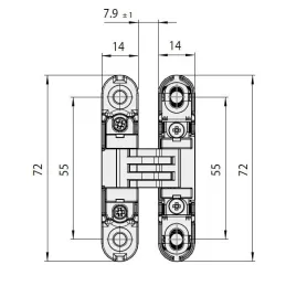 Skrivena 3D šarka za lagana bežfalcna vrata / Saten krom