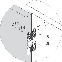 Skrivena 3D šarka za lagana bežfalcna vrata / Saten krom