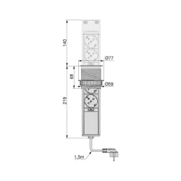 Izvlačiva električna utičnica GALAXY 60 2x 230V + USB / Nehrđajući čelik