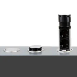 Izvlačiva električna utičnica GALAXY 60 2x 230V + USB / Nehrđajući čelik