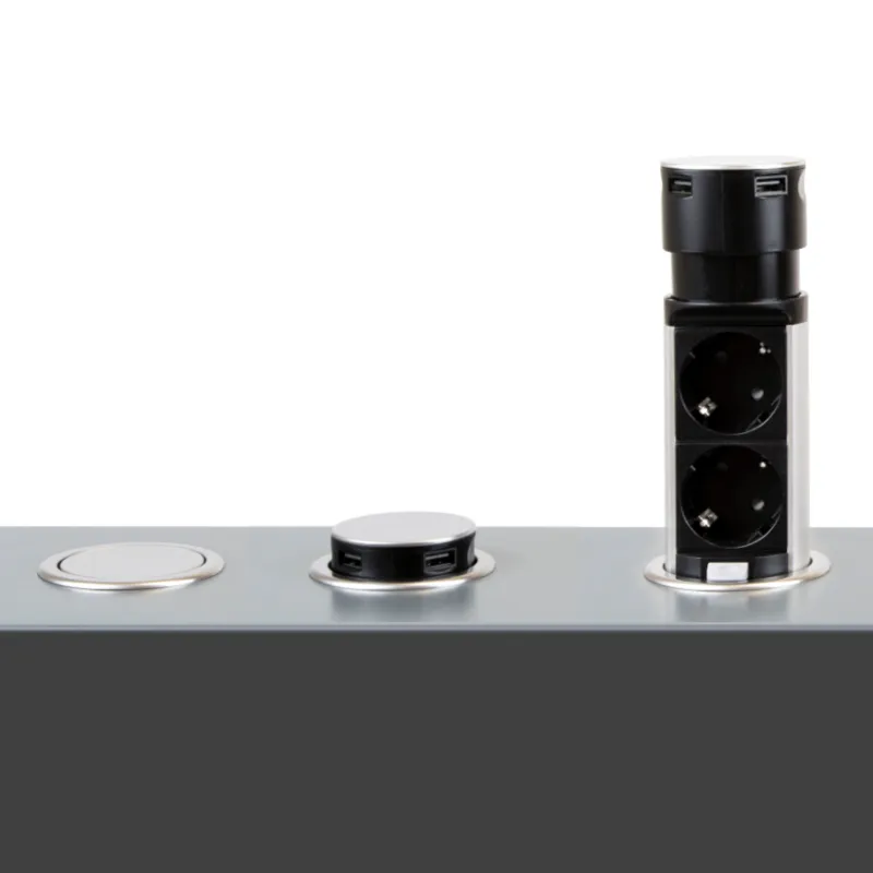 Izvlačiva električna utičnica GALAXY 60 2x 230V + USB / Nehrđajući čelik