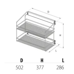 Izvlačna dvostruka polica za ormar s ublaživačem / Srebrna