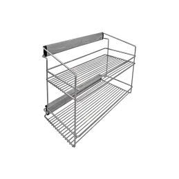 Izvlačna dvostruka polica za ormar s ublaživačem / Srebrna