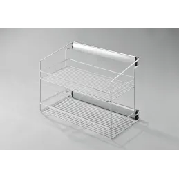 Izvlačna dvostruka polica za ormar s ublaživačem / Srebrna