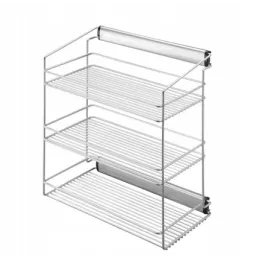Izvlačna trostruka polica za ormar s ublaživačem / Srebrna