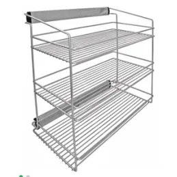 Izvlačna trostruka polica za ormar s ublaživačem / Srebrna