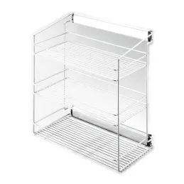 Izvlačna trostruka polica za ormar s ublaživačem / Srebrna