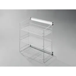Izvlačna trostruka polica za ormar s ublaživačem / Srebrna