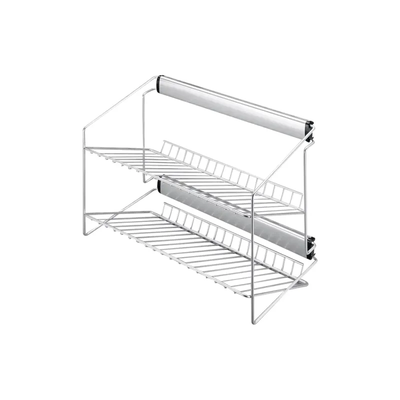 Izvlačna dvostruka polica za cipele s ublaživačem / Srebrna