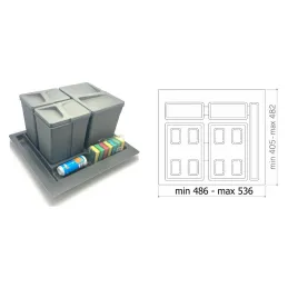 Kanta za otpad za ladicu PARADISO 600 mm / Antracit