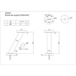 Konzola paralelna okrugla 200x38 / Nehrđajući čelik - par