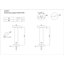 Konzola ravna okrugla 200 mm / Nehrđajući čelik - par