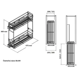 Izvlačna košara s BLUM vodilicama i ublaživačem / Sjajni krom