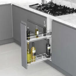 Izvlačna košara s BLUM vodilicama i s amortizerom - Puno dno / Sjajni krom