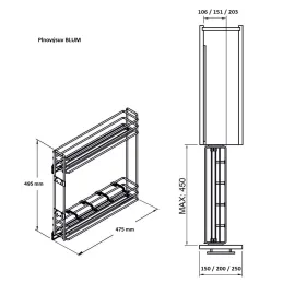 Izvlačna košara s BLUM vodilicama i ublaživačem / Sjajni krom