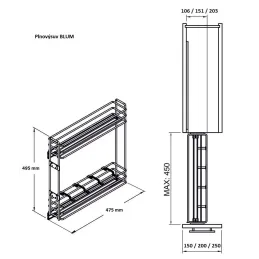 Izvlačna košara s BLUM vodilicama i s ublaživačem / Antracit