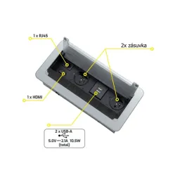 Ugradna preklopna utičnica 2 x 230 V + 2 x USB punjenje + HDMI + RJ45 / Nehrđajući čelik