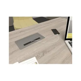 Ugradna preklopna utičnica 2 x 230 V + 2 x USB punjenje + HDMI + RJ45 / Nehrđajući čelik