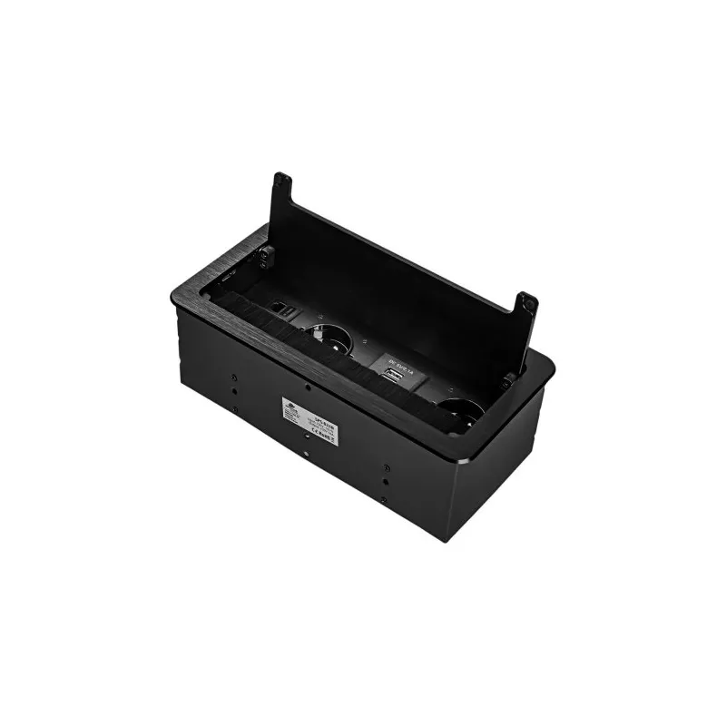 Ugradiva izvlaka utičnica 2 x 230 V+2 x USB punjenje+HDMI+RJ45 / Crna brušena