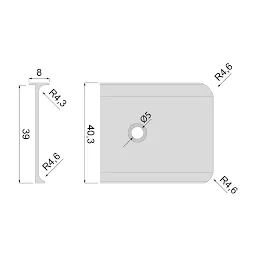 Kutni spojni profil za radnu ploču 38 mm / Inox