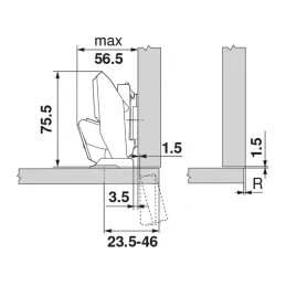 Závjes BLUM za tanke materijale s ublaživačem 110° / Expadno