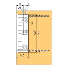 Okov za vješanje ormarića - skriven u rub / Crna