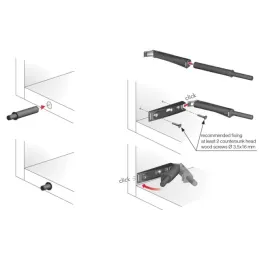 Piest s adapterom K-PUSH za otvaranje bez ručki - ekstra jak magnet / Siva