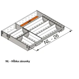 Unutarnji organizator za pribor ladice ORGA LINE TANDEMBOX / Nehrđajući čelik - set