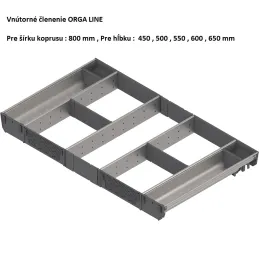 Unutarnja organizacija ladice ORGA LINE / Nehrđajući čelik - set